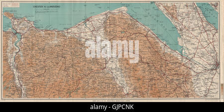 Costa del Nord del Galles. Chester-Llandudno. Denbigh Rhyl Deeside. WARD LOCK, 1937 Mappa Foto Stock