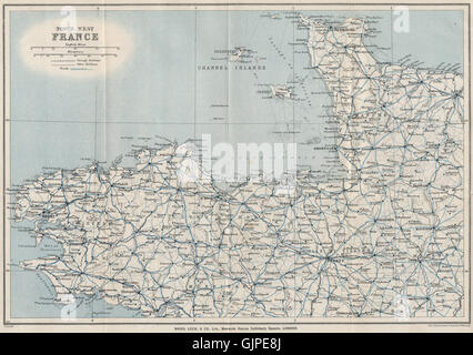 Rotte di traghetti per le Isole del Canale. Guernsey Jersey. WARD LOCK, 1930 mappa vecchia Foto Stock