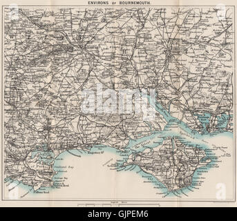 Nuova Foresta Bournemouth Salisbury Winchester Southampton Isle of Wight, 1898 Mappa Foto Stock