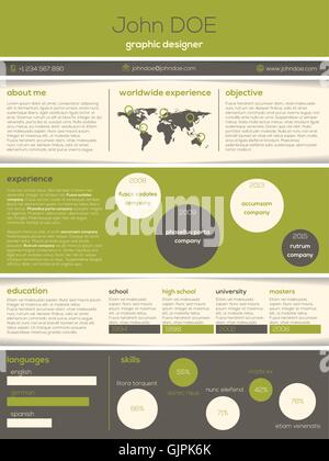 Curriculum moderno cv con fresco grafica e testi Illustrazione Vettoriale