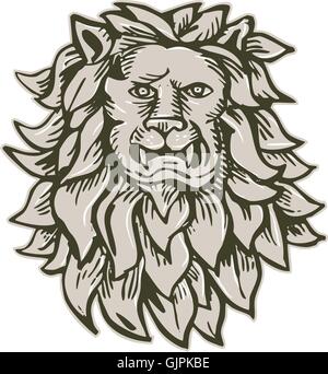 Arrabbiato Lion gatto grande attacco di testa Illustrazione Vettoriale