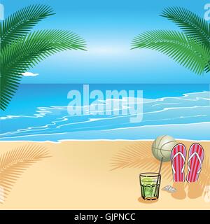 A rilassarci in spiaggia Illustrazione Vettoriale