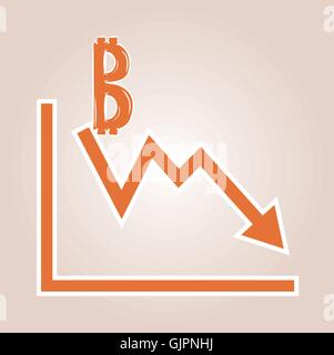 Grafico decrescente con simbolo bitcoin Illustrazione Vettoriale
