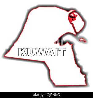 Mappa di contorno di Kuwait Illustrazione Vettoriale