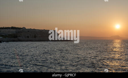 Rethimno, Creta, Grecia: la Fortezza al tramonto Foto Stock