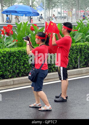 I giovani innamorati hanno preso le immagini durante le Olimpiadi di Pechino 2008 su Agosto10 in Cina. Foto Stock