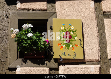 Case di telaio a Bergheim, Alsazia, Francia Foto Stock