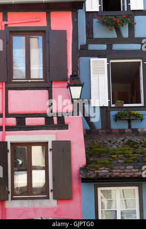 Case di telaio a Bergheim, Alsazia, Francia. Foto Stock