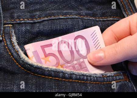 Dito mano euro Foto Stock