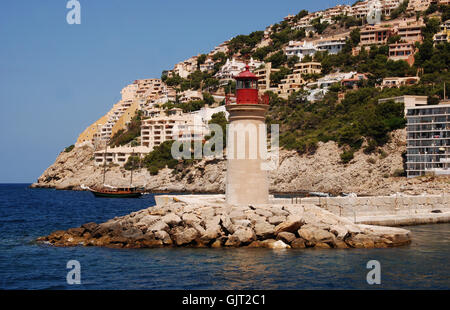 Faro puerto andratx Foto Stock