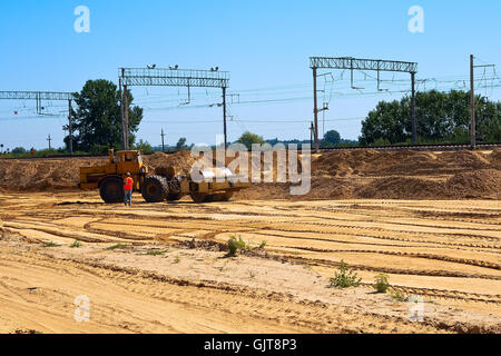 Un elevato livello di vibrazioni della guarnizione del rullo tumulo di sabbia Foto Stock