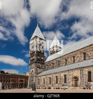 La cattedrale medievale nel centro di Lund. Foto Stock