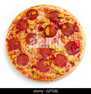 Salame pizza ristorante Foto Stock