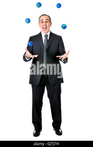 Business man imprenditore globe Foto Stock