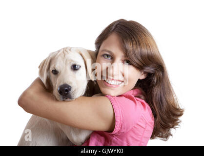 Donna animale da compagnia Foto Stock