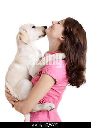 Donna animale da compagnia Foto Stock