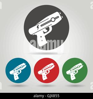 Polizia pistola stun icon set. Icone di arma in stile appartamento. Illustrazione Vettoriale