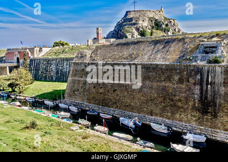 La Fortezza Vecchia Moat Corfu Grecia Foto Stock