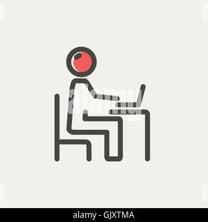 Imprenditore e sottile notebook icona linea Illustrazione Vettoriale