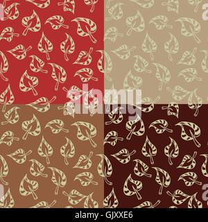 Set di pattern senza giunture con foglie Illustrazione Vettoriale