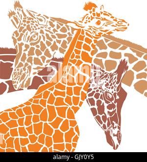 La giraffa Testine colorate Illustrazione Vettoriale