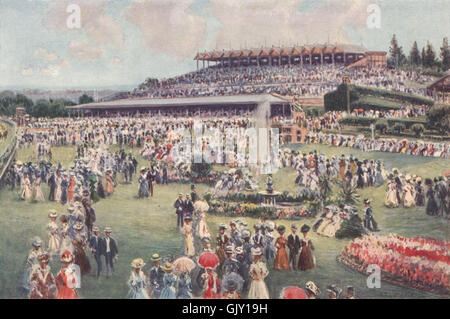 Flemington Race-Course - Melbourne Cup Day' da Percy Spence. Australia, 1910 Foto Stock