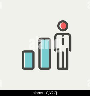 Imprenditore e il grafico di una linea sottile icona Illustrazione Vettoriale