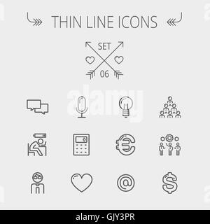 Business linea sottile icon set. Illustrazione Vettoriale