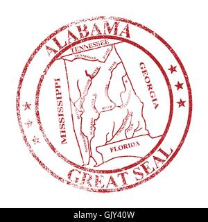 Lo stato dell'Alabama Timbro di tenuta Illustrazione Vettoriale