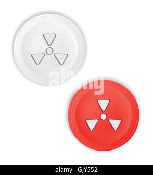 Pulsanti con il simbolo radioattivo Illustrazione Vettoriale