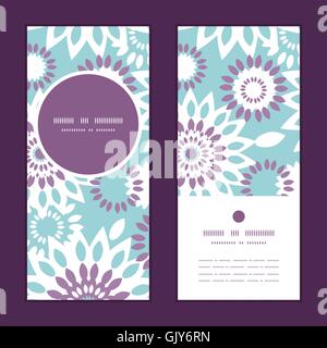 Vettore e viola con motivi floreali blu verticale astratta cornice rotonda patt Illustrazione Vettoriale