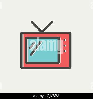 Televisione retrò thin line icona Illustrazione Vettoriale