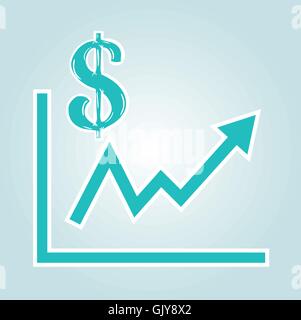 Aumentando il grafico con il simbolo del dollaro Illustrazione Vettoriale