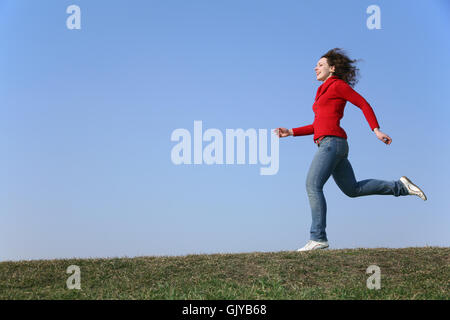 piedini della donna blu Foto Stock