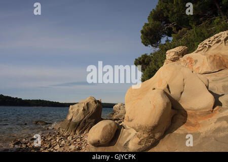 Sulla pietra arenaria lavato,rab Foto Stock