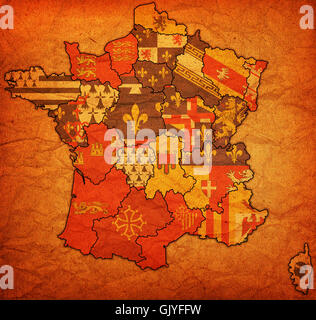 Mappa amministrativa della Francia Foto Stock