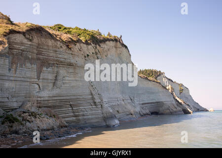 Sunset Beach, Peroulades Logas Beach, Corfù, Isola Ionica, Isole greche, Grecia Foto Stock