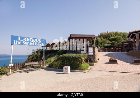 Sunset Beach, Perulades Logas Beach, Corfù, Grecia Foto Stock