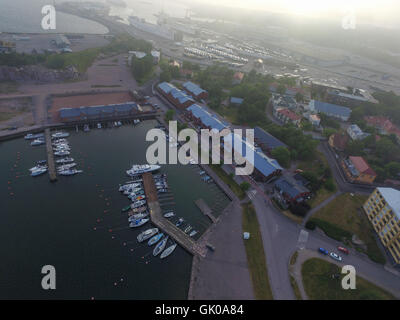 Vista aerea su Satamakatu in Hanko, Finlandia Foto Stock