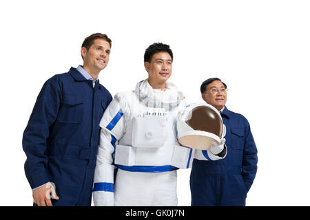 Studio shot astronauti e ingegneri Foto Stock