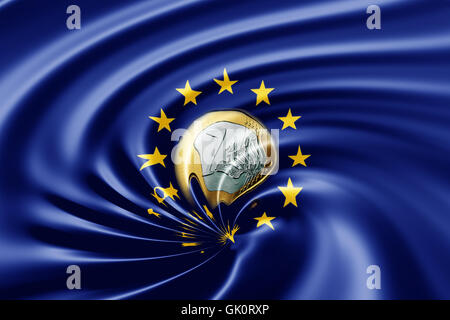 Euro nella spirale verso il basso Foto Stock