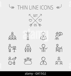 Business linea sottile icon set. Illustrazione Vettoriale