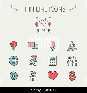 Business linea sottile icon set. Illustrazione Vettoriale