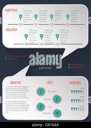 Discorso bolla riprendere cv curriculum vitae modello Illustrazione Vettoriale