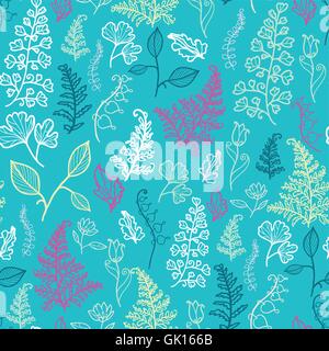 Foglie di colore blu senza soluzione di continuità sullo sfondo del modello Illustrazione Vettoriale