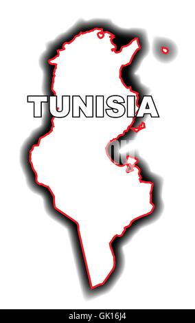 Mappa di contorno di Tunisia Illustrazione Vettoriale