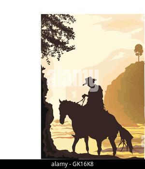 Scena del cowboy Illustrazione Vettoriale