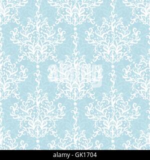 Vettore di vintage azzurro rami damasco seamless sfondo pattern Illustrazione Vettoriale