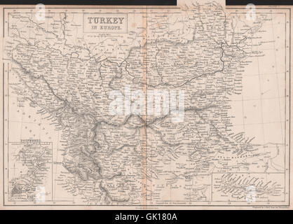 La Turchia in Europa. Balcani. Il riquadro del Bosforo e Creta. La BRITANNICA, 1860 Mappa Foto Stock