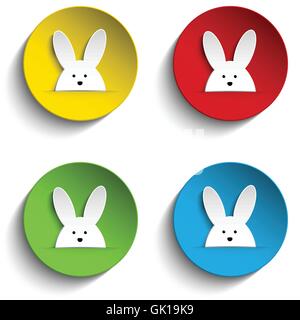 Set di quattro felice coniglietto di pasqua figurine Illustrazione Vettoriale